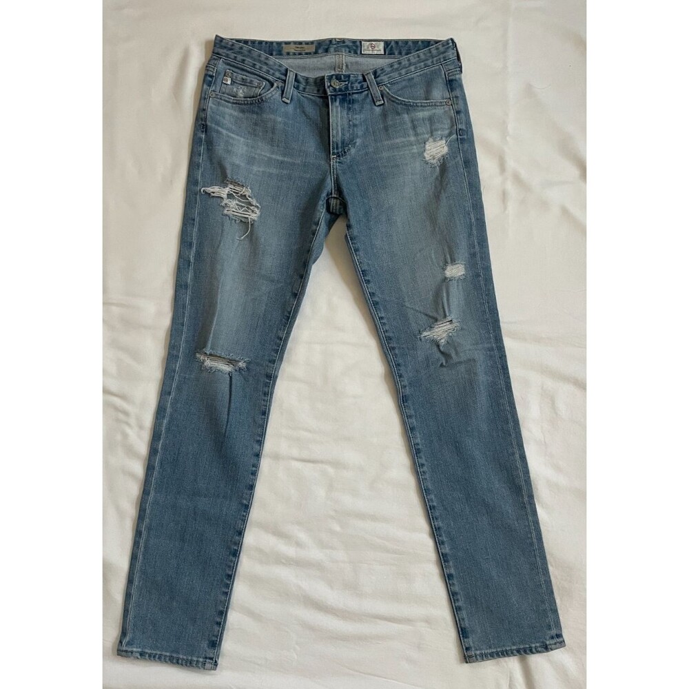 AG Adriano Goldschmied Jeans Womens 28R Blue The Stilt Cigarette Leg Distressed